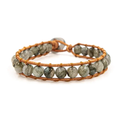 Bracelet Femme Sloya Labradorite et cuir