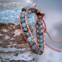 Bracelet Femme Sloya Labradorite et cuir