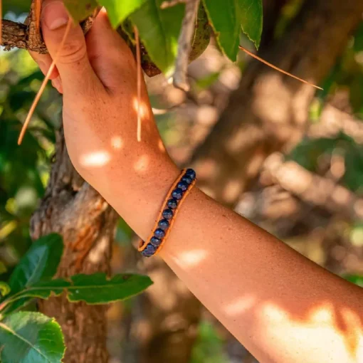Bracelet Femme Sloya Lapis-lazuli et cuir
