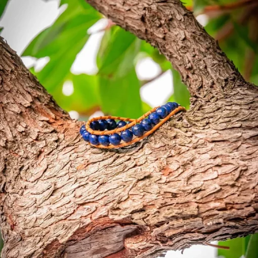Bracelet Femme Sloya Lapis-lazuli et cuir