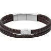Bracelet Fossil Bijoux JF02934040 - Bracelet Cuir Marron Homme