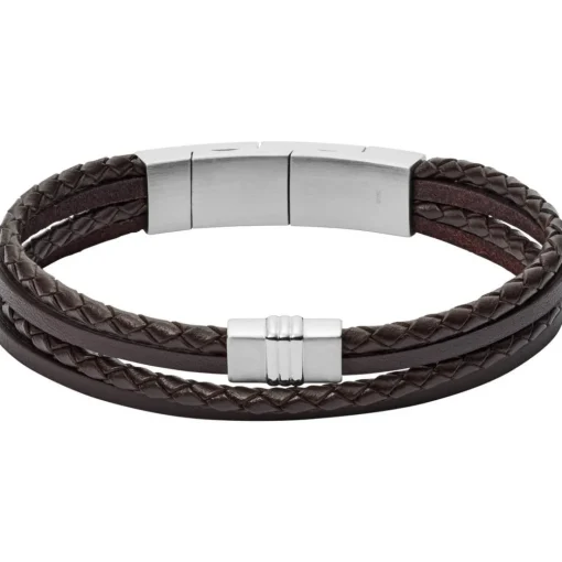 Bracelet Fossil Bijoux JF02934040 - Bracelet Cuir Marron Homme
