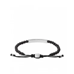 Bracelet Fossil JF03247040 - VINTAGE CASUAL Noir Pierre de lave 17 - 25 cm Acier Homme