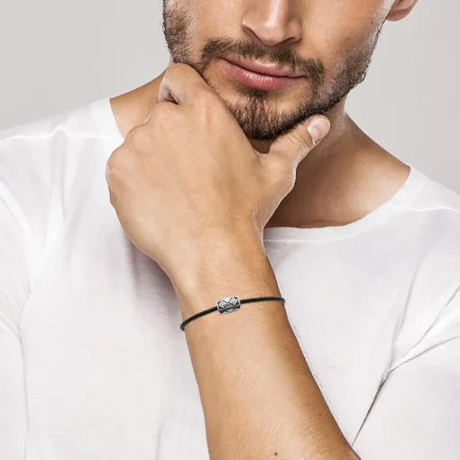 Bracelet Homme acier cuir tressé noir Maison de la Bijouterie 3ZYZY0ZU
