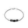 Bracelet Homme acier perle agate noire Maison de la Bijouterie 3ZYZ33YZ