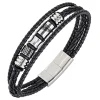 Bracelet Homme All Blacks Bijoux - 682349 Acier, Cuir Couleur Noir, Argent