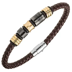 Bracelet Homme All Blacks Bijoux - 682384 Acier, Cuir Couleur Marron, multicolore