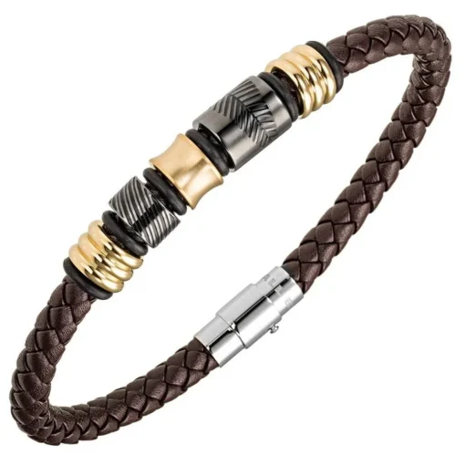Bracelet Homme All Blacks Bijoux - 682384 Acier, Cuir Couleur Marron, multicolore