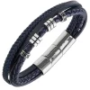 Bracelet Homme All Blacks Bijoux - 682409 Acier, Cuir Couleur Argent, Bleu