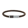 Bracelet Homme en cuir tressé marron