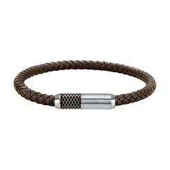 Bracelet Homme en cuir tressé marron