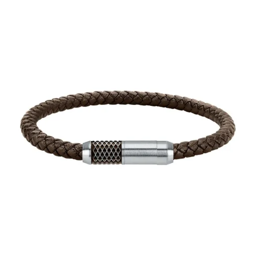 Bracelet Homme en cuir tressé marron