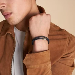 Bracelet Homme Fossil Bijoux - JF04703998 - Cuir,Acier Bleu
