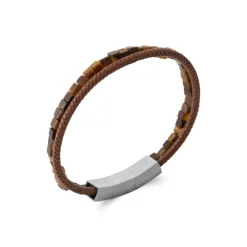 Bracelet Homme œil de tigre cuir marron Maison de la Bijouterie 3ZY0U4YZ