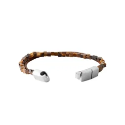 Bracelet Homme œil de tigre cuir marron Maison de la Bijouterie 3ZY0U4YZ