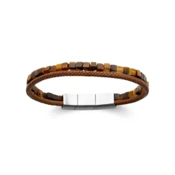 Bracelet Homme œil de tigre cuir marron Maison de la Bijouterie 3ZY0U4YZ