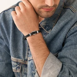 Bracelet Homme JF04202040 en cuir noir