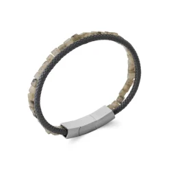 Bracelet Homme labradorite cuir noir Maison de la Bijouterie 3ZY0U5YZ