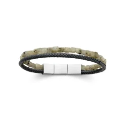 Bracelet Homme labradorite cuir noir Maison de la Bijouterie 3ZY0U5YZ