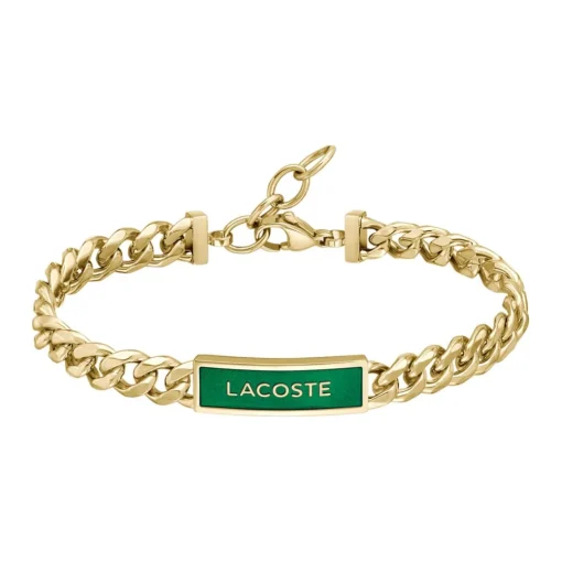 Bracelet Homme Lacoste Fence - 2040323 Acier Doré, Vert Ajustable Circonference Interieure 190 Mm