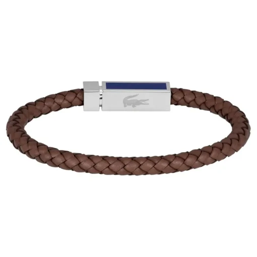 Bracelet Homme Lacoste Rokel - 2040450 Acier, Cuir Marron, Bleu