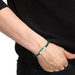 Bracelet Homme Lacoste Rokel - 2040449 Acier, Cuir Noir, Vert