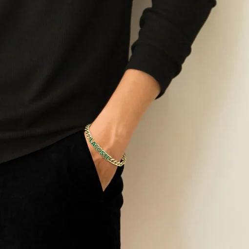Bracelet Homme Lacoste Script - 2040477 Acier Doré, Vert