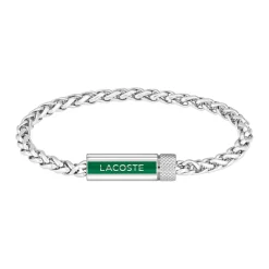 Bracelet Homme Lacoste Spelt - 2040337 Acier Argent, Vert Ajustable Circonference Interieure 190 Mm