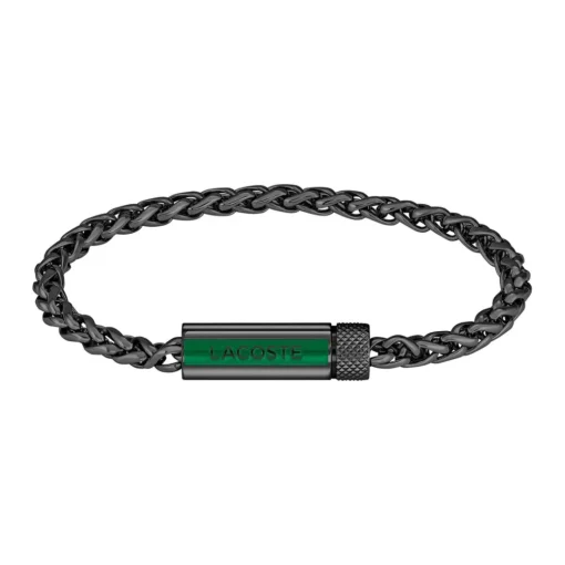 Bracelet Homme Lacoste Spelt - 2040339 Acier Noir Ajustable Circonference Interieure 190 Mm