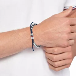 Bracelet HommeTommy Hilfiger Braided Metal 2790511 - Acier, Nylon Bleu