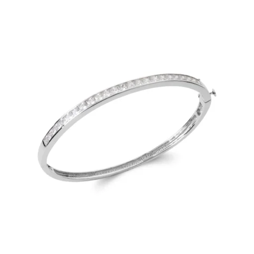 Bracelet Jonc femme argent fermé oxyde de zirconium Maison de la Bijouterie V0Z06Y60