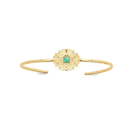 Bracelet jonc femme fantaisie amazonite plaqué or Maison de la Bijouterie UW40435V