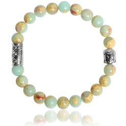 Bracelet Lauren Steven Design ML064 - Bracelet En Pierre Naturelle Jaspe Aqua Terra Blue Homme
