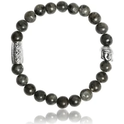Bracelet Lauren Steven Design ML003 - Bracelet En Pierre Naturelle Larvikite Grise Homme