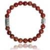 Bracelet Lauren Steven Design ML076 - Bracelet En Pierre Naturelle Jaspe Rouge Homme