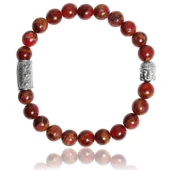 Bracelet Lauren Steven Design ML076 - Bracelet En Pierre Naturelle Jaspe Rouge Homme