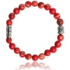 Bracelet Lauren Steven Design ML056 - Bracelet En Pierre Naturelle Pierre Impériale Rouge Homme