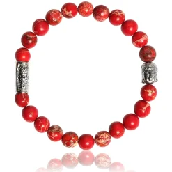 Bracelet Lauren Steven Design ML056 - Bracelet En Pierre Naturelle Pierre Impériale Rouge Homme