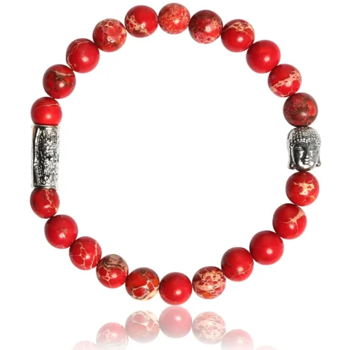 Bracelet Lauren Steven Design ML056 - Bracelet En Pierre Naturelle Pierre Impériale Rouge Homme