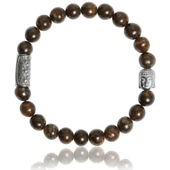 Bracelet Lauren Steven Design ML053 - Bracelet En Pierre Naturelle Bronzite Homme