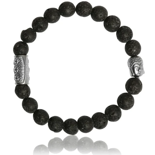 Bracelet Lauren Steven Design ML032 - Bracelet En Pierre Naturelle Pierre de Lave Homme