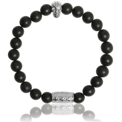Bracelet Lauren Steven Design ML016 - Bracelet En Pierre Naturelle Onyx Noir Mat Homme