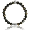 Bracelet Lauren Steven Design ML004 - Bracelet En Pierre Naturelle Oeil de Tigre Bleu Homme