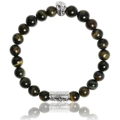 Bracelet Lauren Steven Design ML004 - Bracelet En Pierre Naturelle Oeil de Tigre Bleu Homme