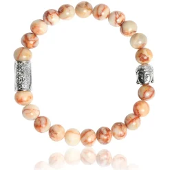 Bracelet Lauren Steven Design ML075 - Bracelet En Pierre Naturelle Jaspe Marbré Beige Homme