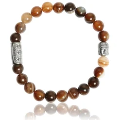 Bracelet Lauren Steven Design ML057 - Bracelet En Pierre Naturelle Agate Café Homme