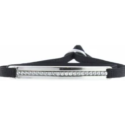 Bracelet Les Interchangeables A31540 - Bracelet Tissu Noir Cristaux de haute qualité Femme