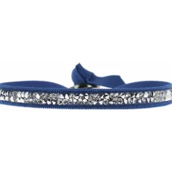 Bracelet Les Interchangeables A24959 - Bracelet Tissu Bleu Cristaux de haute qualité Femme
