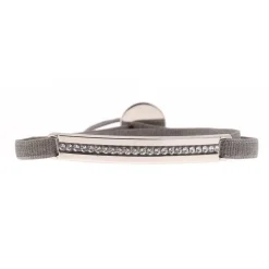 Bracelet Les Interchangeables A34905 - Bracelet Tissu Gris Cristaux de haute qualité Femme