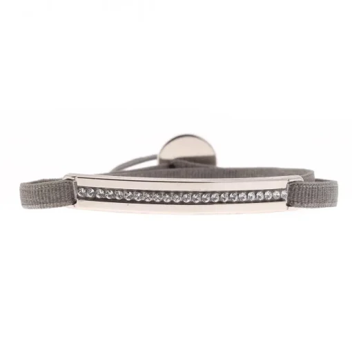 Bracelet Les Interchangeables A34905 - Bracelet Tissu Gris Cristaux de haute qualité Femme